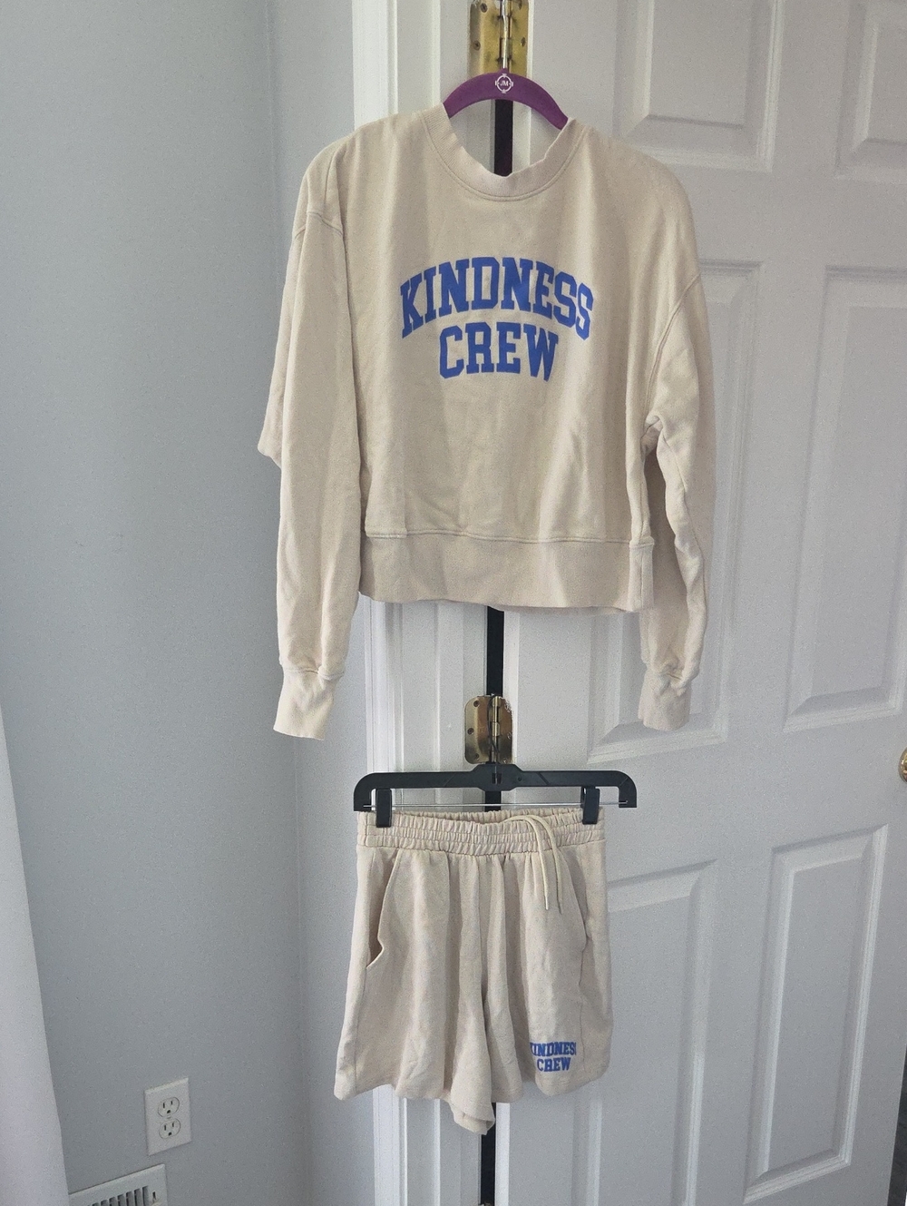 Cream "Kindness Crew" Sweatshirt and Shorts Set